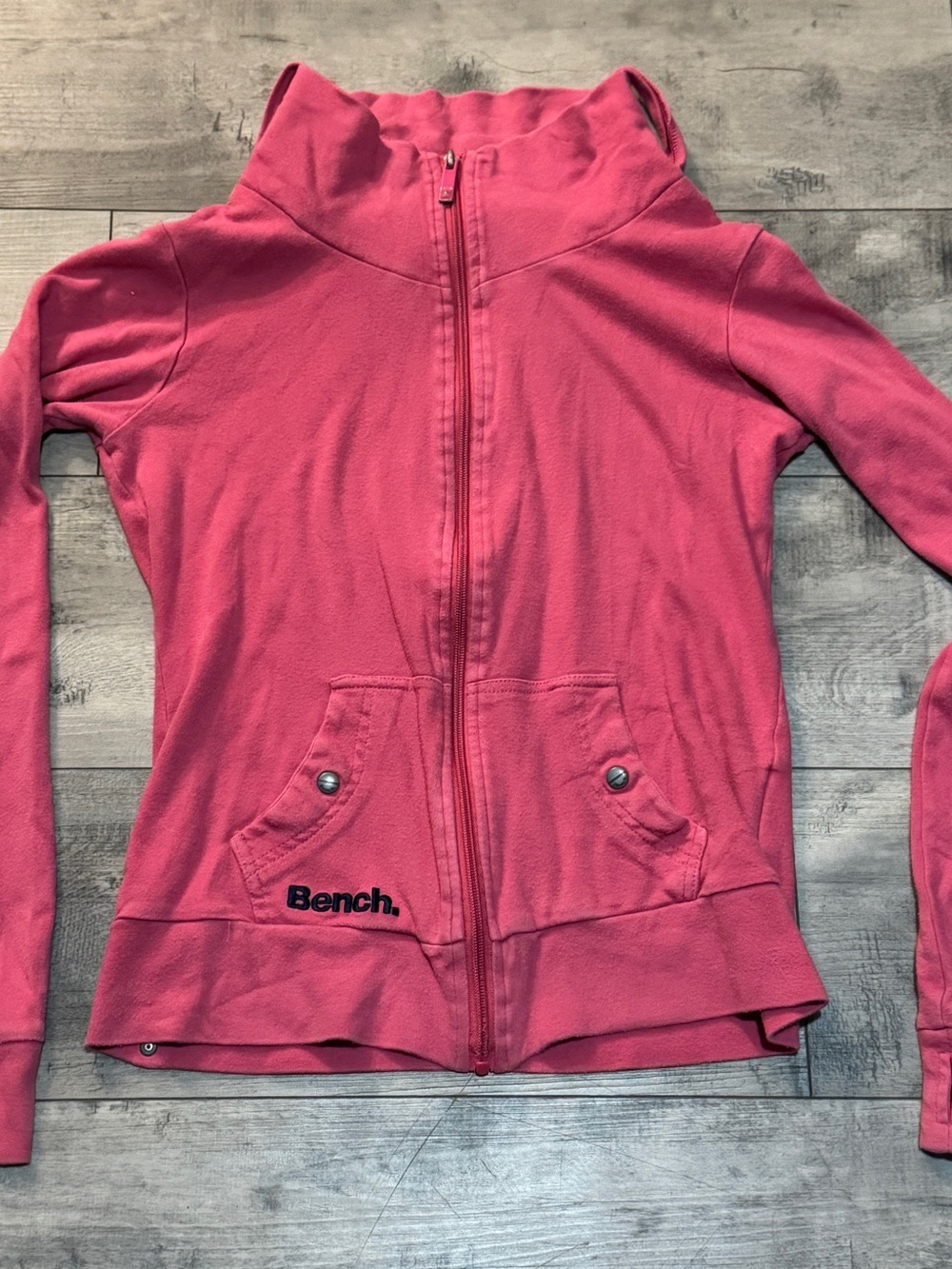 Bench Pink and Women’s Zip-Up Hoodie With Thumbholes, Size Medium